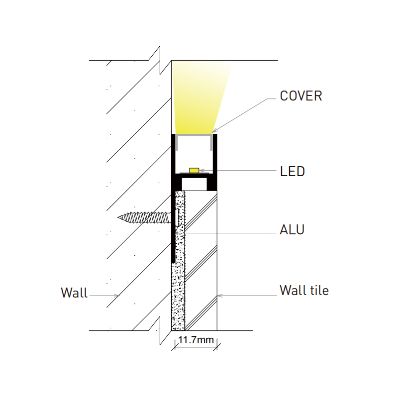 Background Tile Wall Light LED Profile For 10mm Strip Background Tile Wall Light LED Profile For 10mm Strip